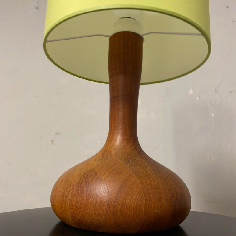 Vintage solid teak marquetry lamp 1960