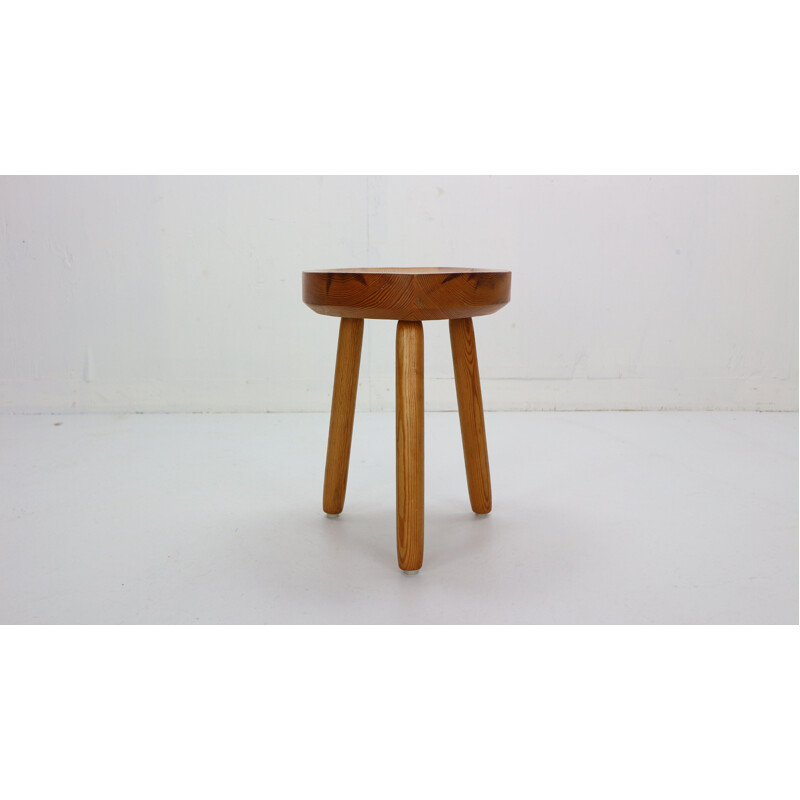 Vintage Crafted Tripod Stool in Pinewood Swedish 1970s