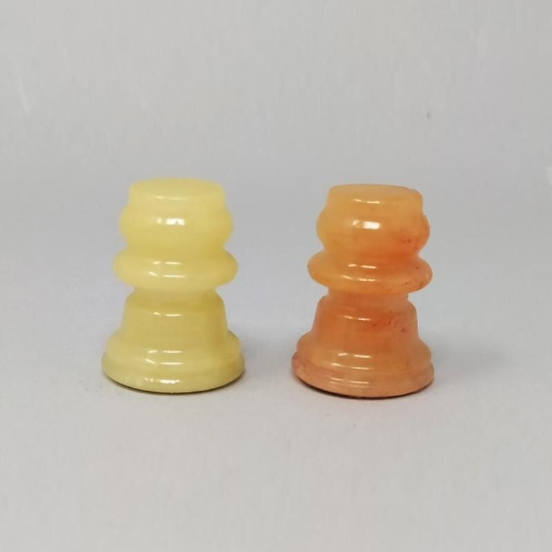 Vintage Chess Set in Volterra Alabaster Handmade Italian 1960s