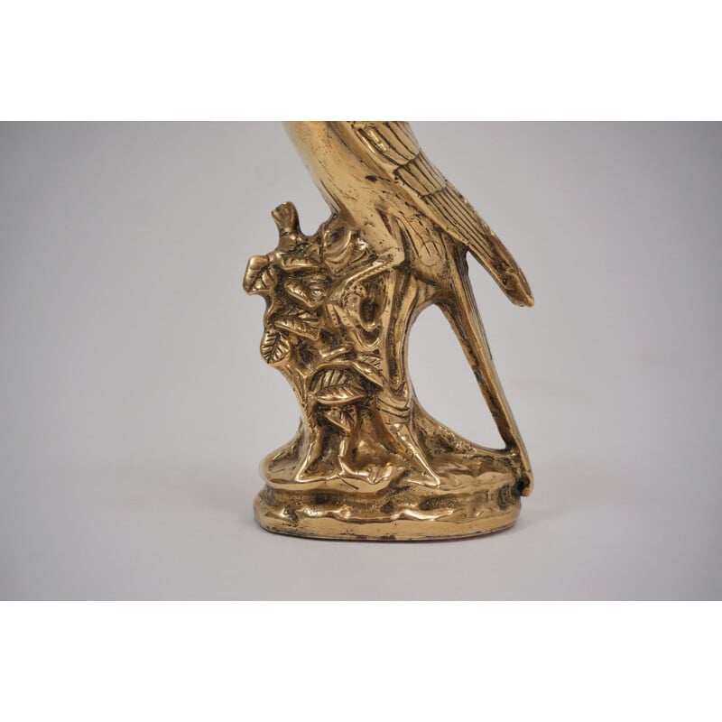 Vintage Victorian brass budgie bird parrot sculpture English 1890s