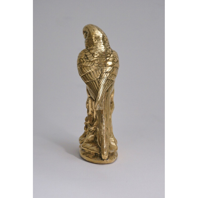 Sculpture vintage victorienne en laiton d'un perroquet perroquet anglais 1890