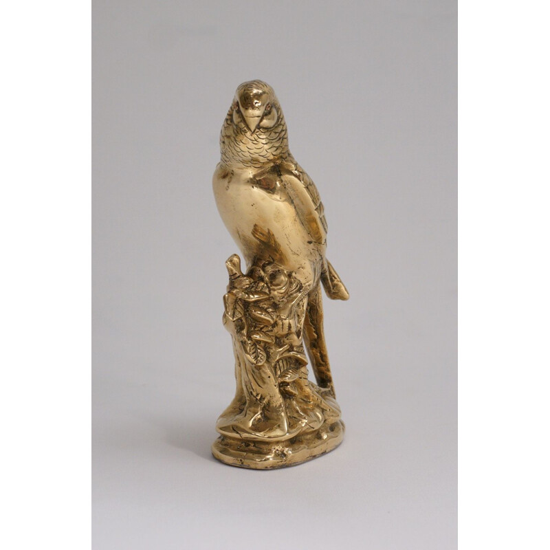 Sculpture vintage victorienne en laiton d'un perroquet perroquet anglais 1890