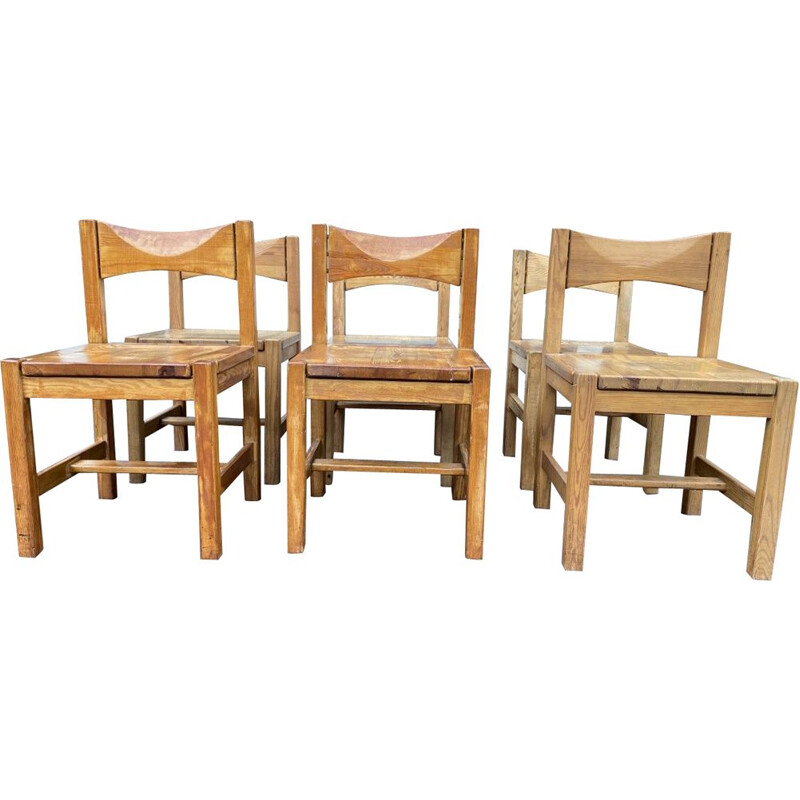 Suite of vintage 6 chairs and a bench Ilmari Tapiovaara 1960s