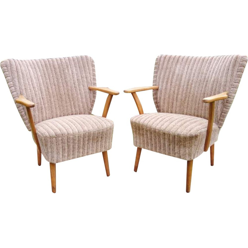 Pair of vintage armchairs on straight legs 1970