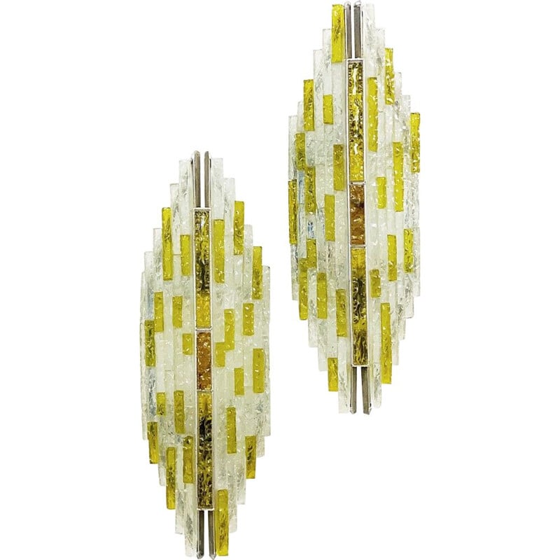 Pair of vintage Brutalist wall lamps by Albano Poli for Poliarte 1970