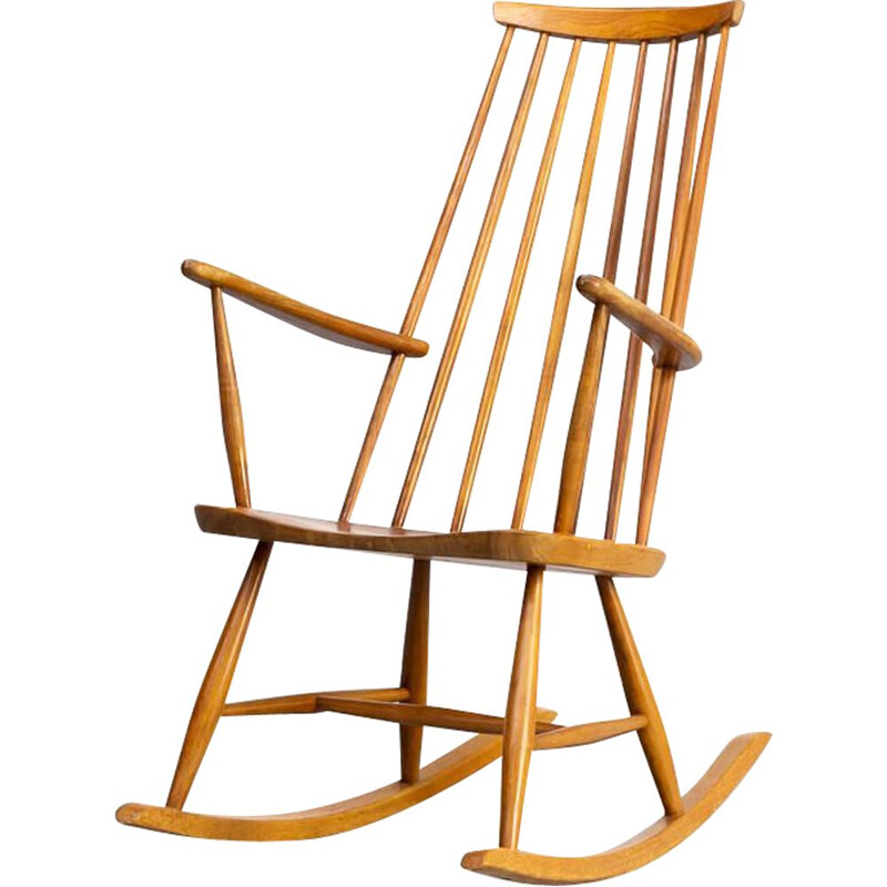 Rocking chair vintage en teck 1970