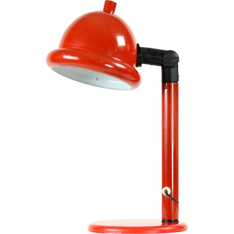 Vintage red metal table lamp, Czechoslovakia 1960