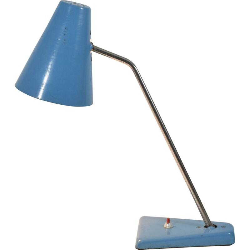 Lampe vintage bureau bleue 1960