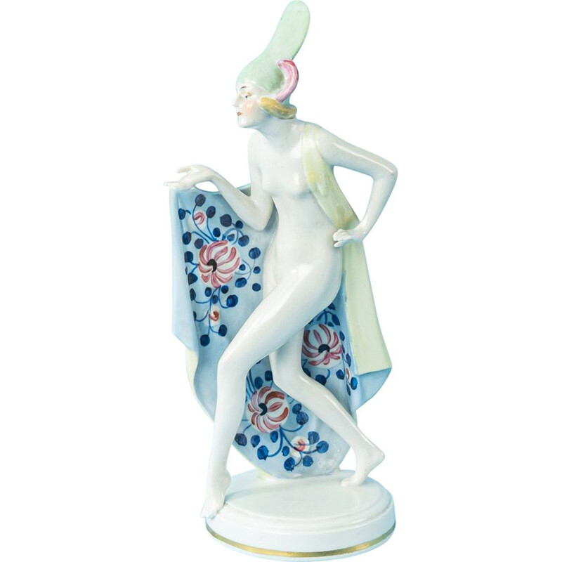 Figura in porcellana art déco d'epoca, Germania 1920