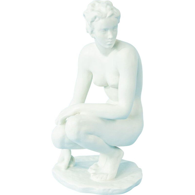 Figurine en porcelaine vintage Die Hockende de Fritz Klimsch Allemagne 1930