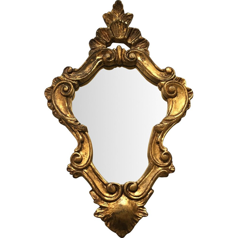 Vintage mirror in wood and gilded stucco 1950