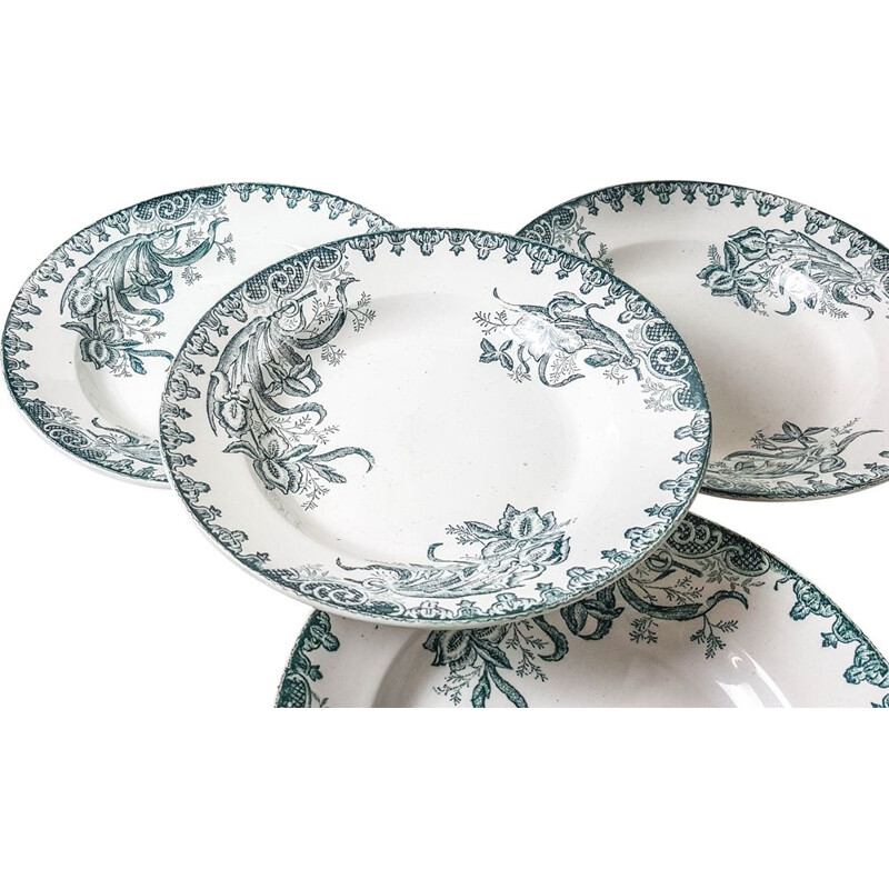 Lot 6 assiettes vintagr creuses modèle 'IRIS' St Amandinoise 1980