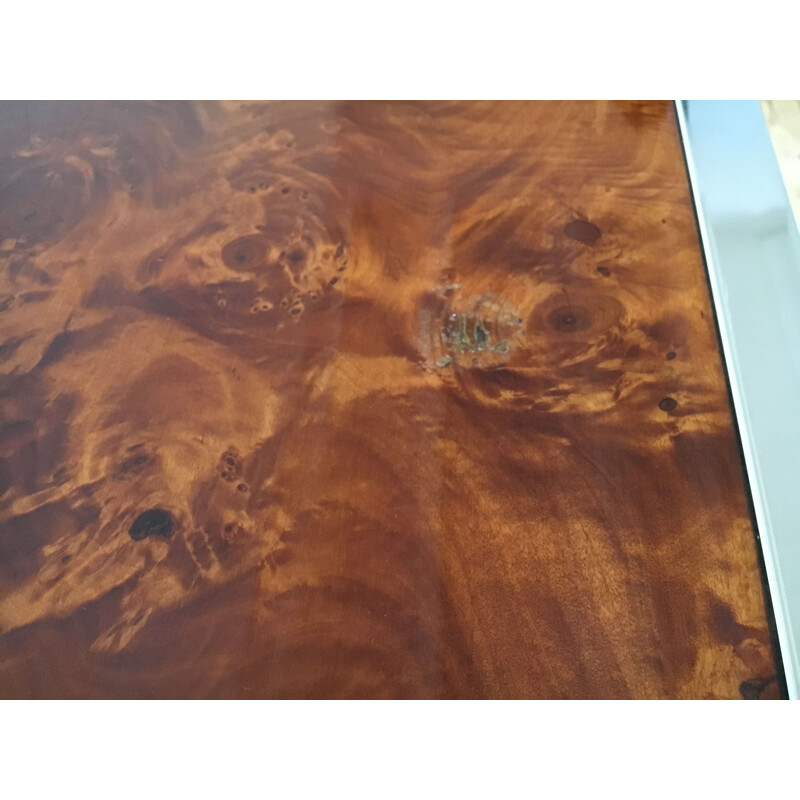 Vintage sideboard with string of drawers in burl wood 1970