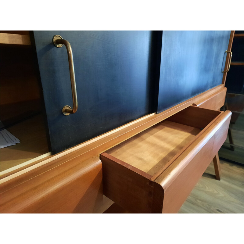 Meuble cabinet vintage a 2 portes coulissante 