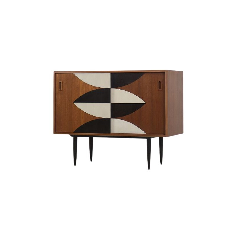 Vintage Teak Cabinet with Hand-Painted Pattern 1960s