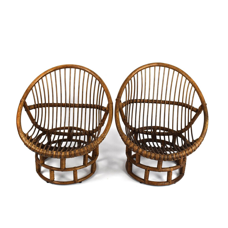 Vintage Rattan Chairs and Table Mid Century 1960s