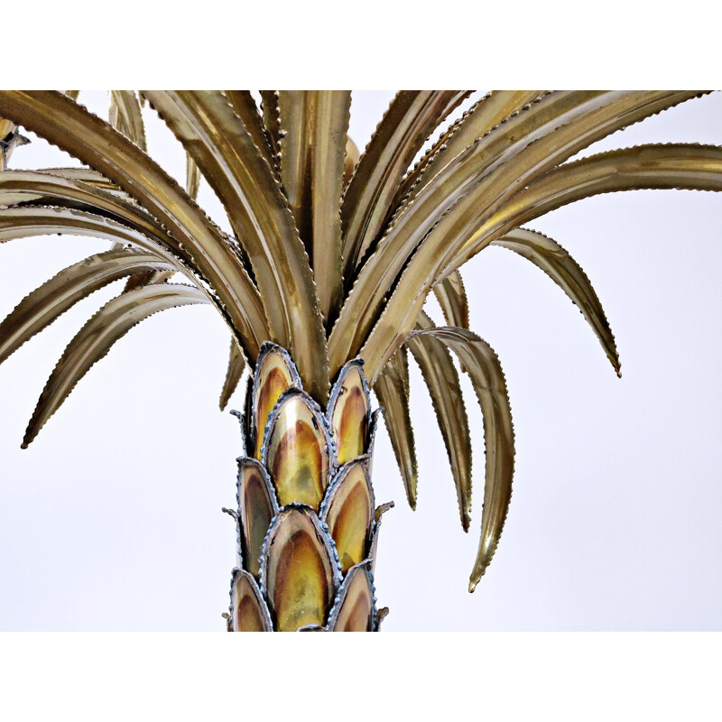 Lampadaire vintage en laiton avec palmier