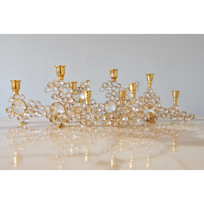 Vintage Crystal and Gilt Brass Candleholder by Palwa Germany1960s 