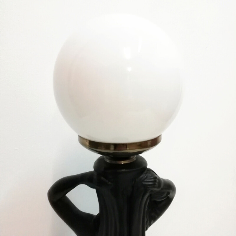 Vintage Plaster table lamp with female figure 1970s