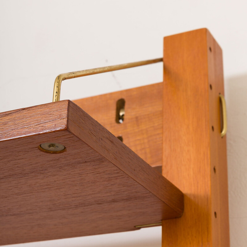 Vintage teak wall unit with a desk by Kjell Riise Scandinavian 1960s