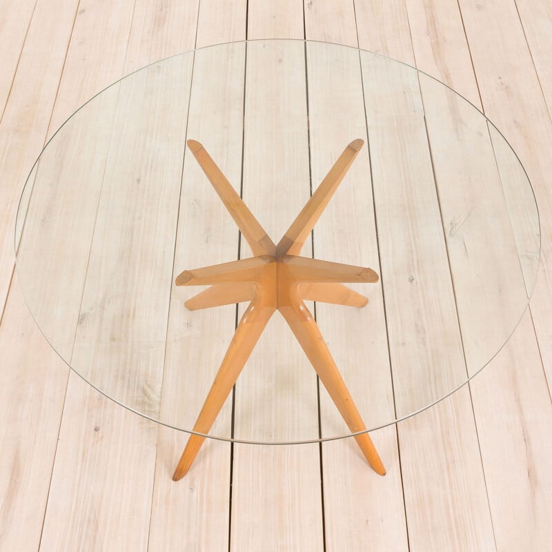 Vintage round glass dining table Ico Parisi Italian 1950s