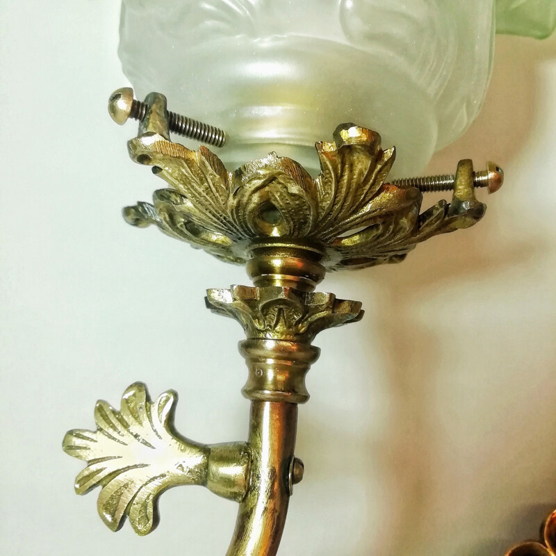 Vintage art deco bronzen wandlamp, 1930