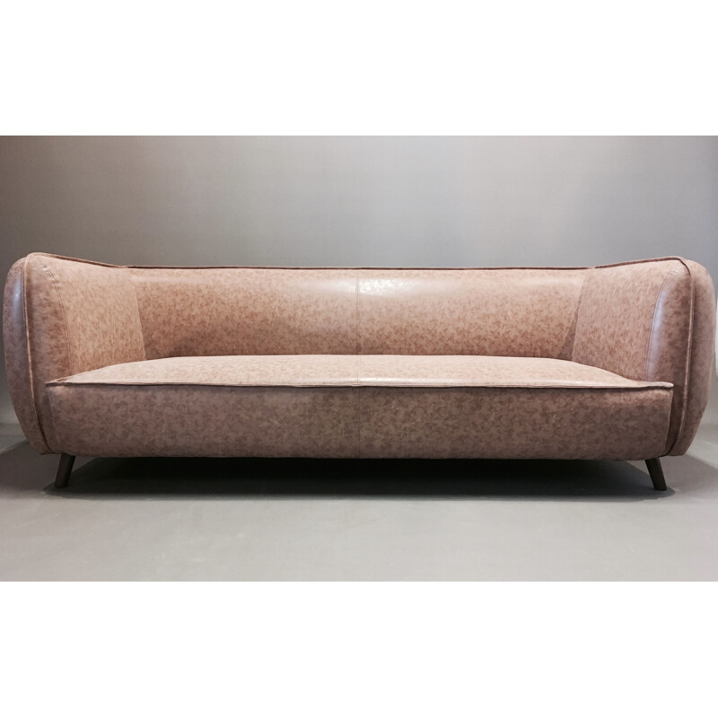 Vintage 4-seater Scandinavian sofa in leatherette