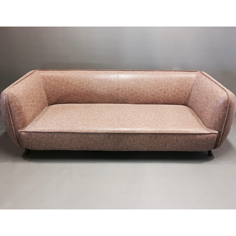 Vintage 4-seater Scandinavian sofa in leatherette