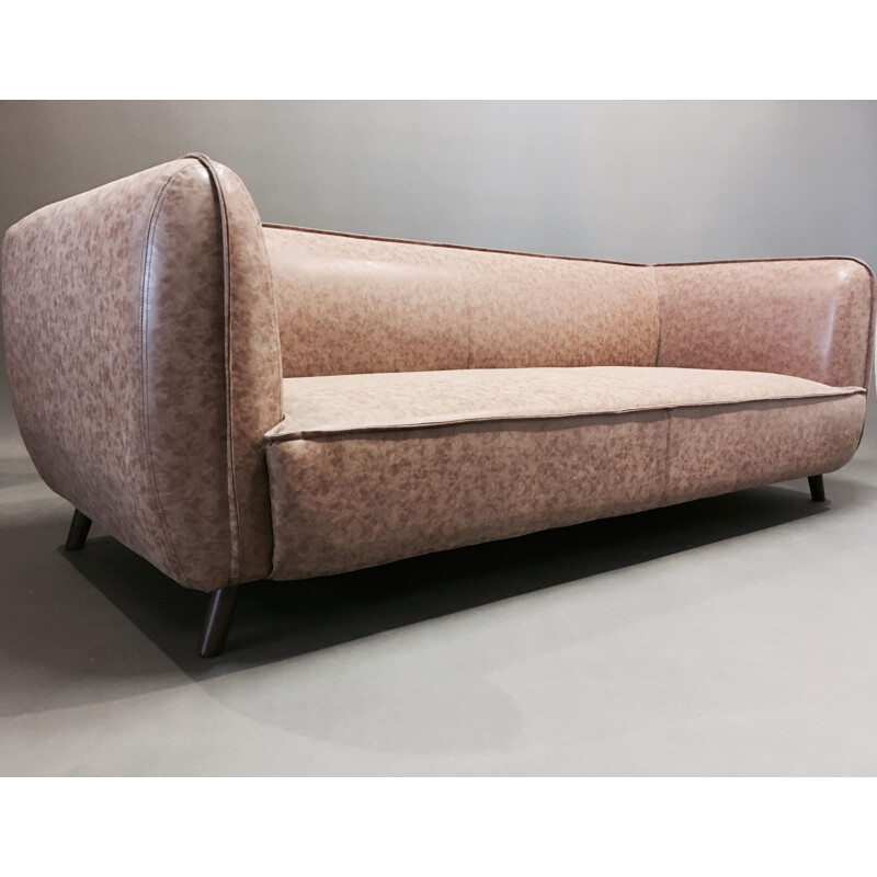 Vintage 4-seater Scandinavian sofa in leatherette