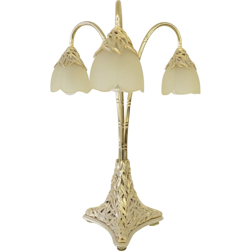 Lampe de table vintage Vidal Grau en laiton et résine hollywood regency