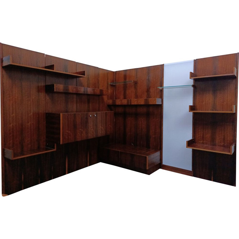 Vintage wall bookcase in rosewood Scandinavian