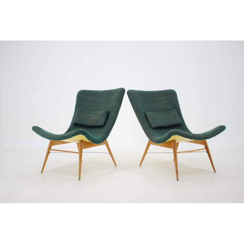 Pair of vintage Miroslav Navratil Shell Lounge Chairs Czechoslovakia 1960s