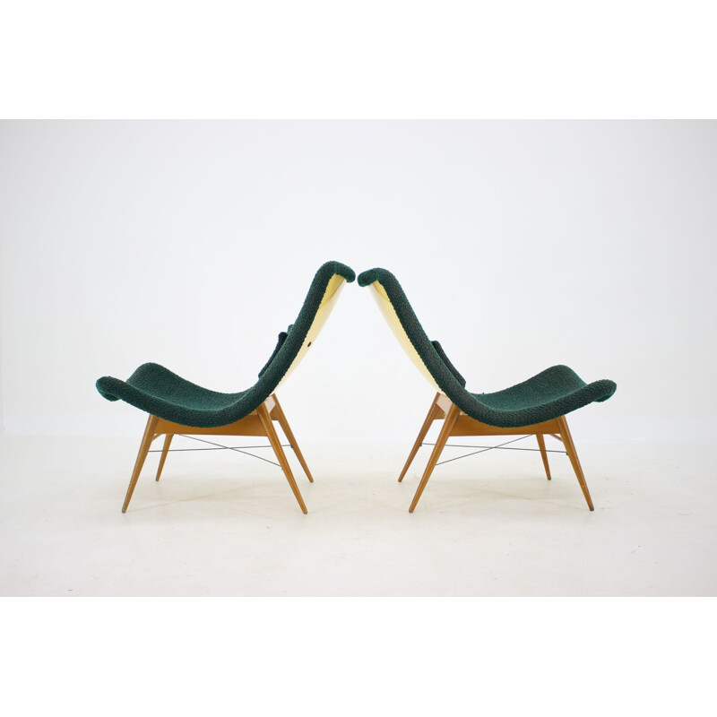 Paire de fauteuil lounge vintage Miroslav Navratil Shell Tchécoslovaquie 1960