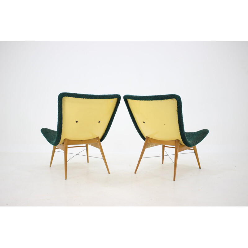 Pair of vintage Miroslav Navratil Shell Lounge Chairs Czechoslovakia 1960s