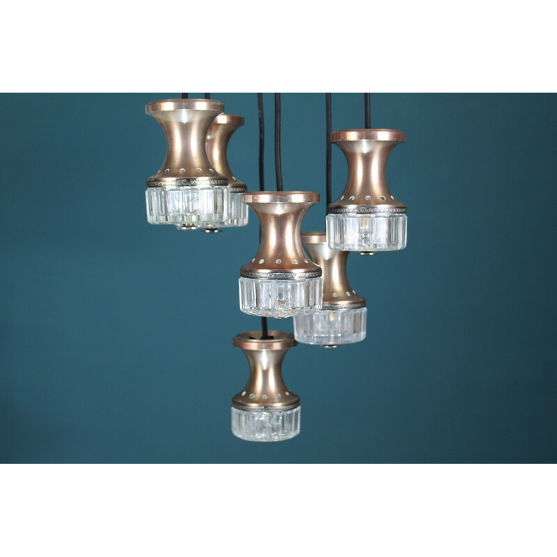 Vintage Cascade chandelier with 6 light points Italy 1970s