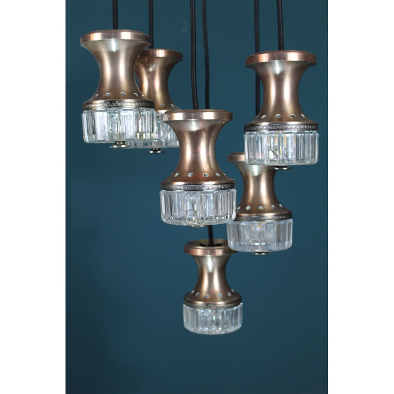 Vintage Cascade chandelier with 6 light points Italy 1970s