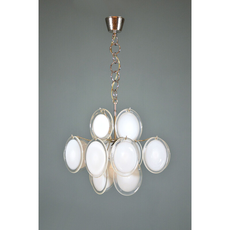 Vintage chandelier with Murano glass disc by Vistosi 1960