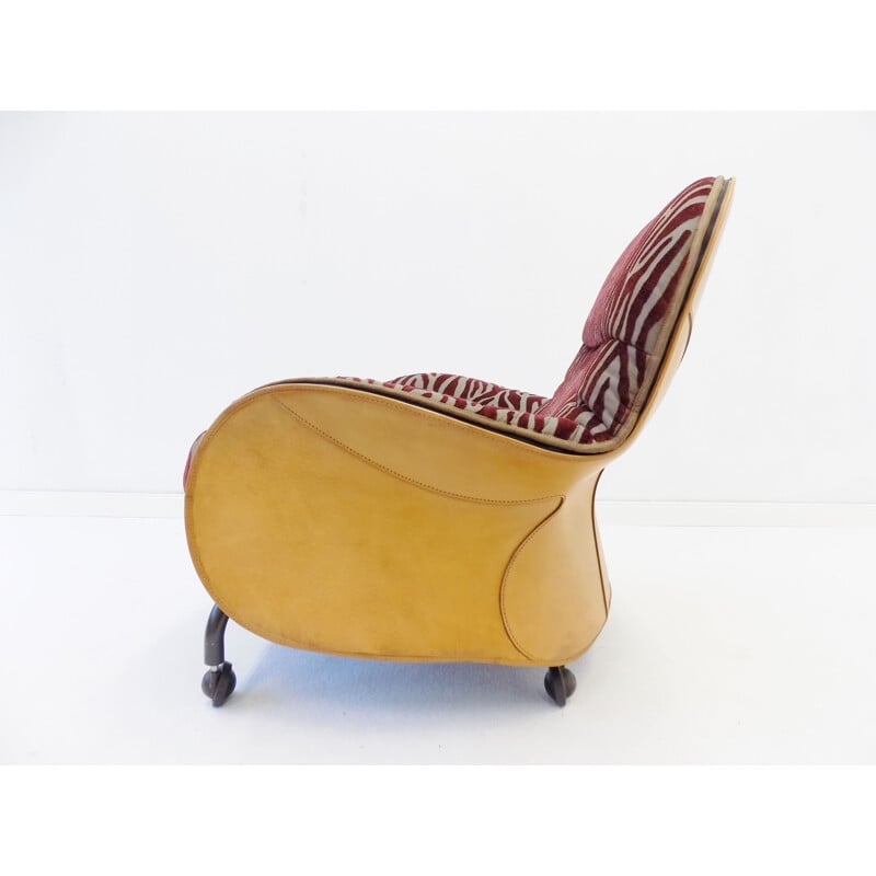 Vintage De Padova Louisiana armchair with ottoman by Vico Magistretti