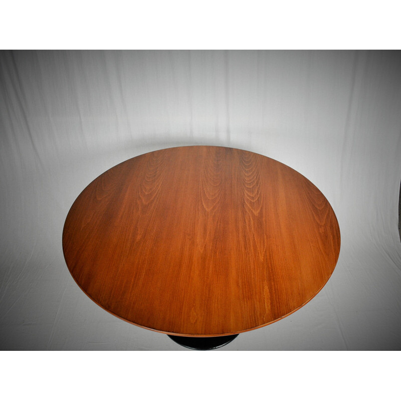 Vintage round beech table, Czechoslovakia 1970