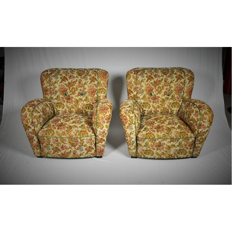 Pair of vintage armchairs, Art Deco, Czechoslovakia 1935