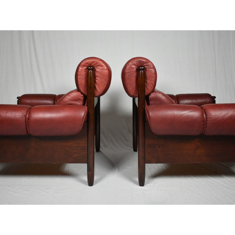 Pair of vintage leather armchairs, Scandinavia 1975