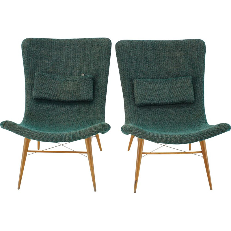 Pair of vintage Miroslav Navratil Shell Lounge Chairs Czechoslovakia 1960s