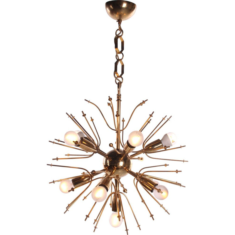 Vintage Sputnik Design hanging lamp with smoked glass 1960s