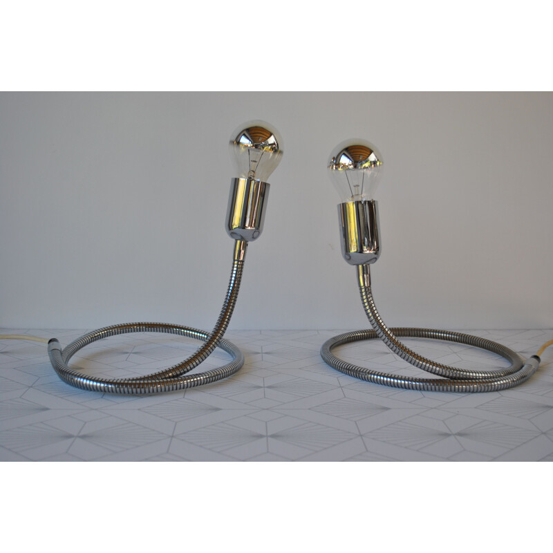 Pair of vintage Snake lamps by Gepo 1970