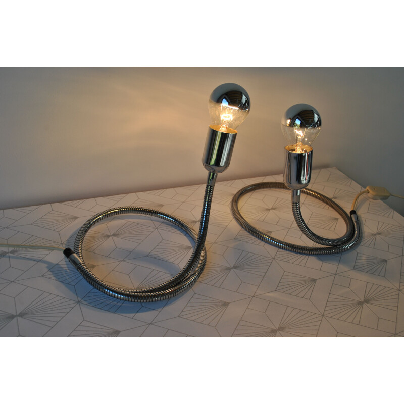 Pair of vintage Snake lamps by Gepo 1970