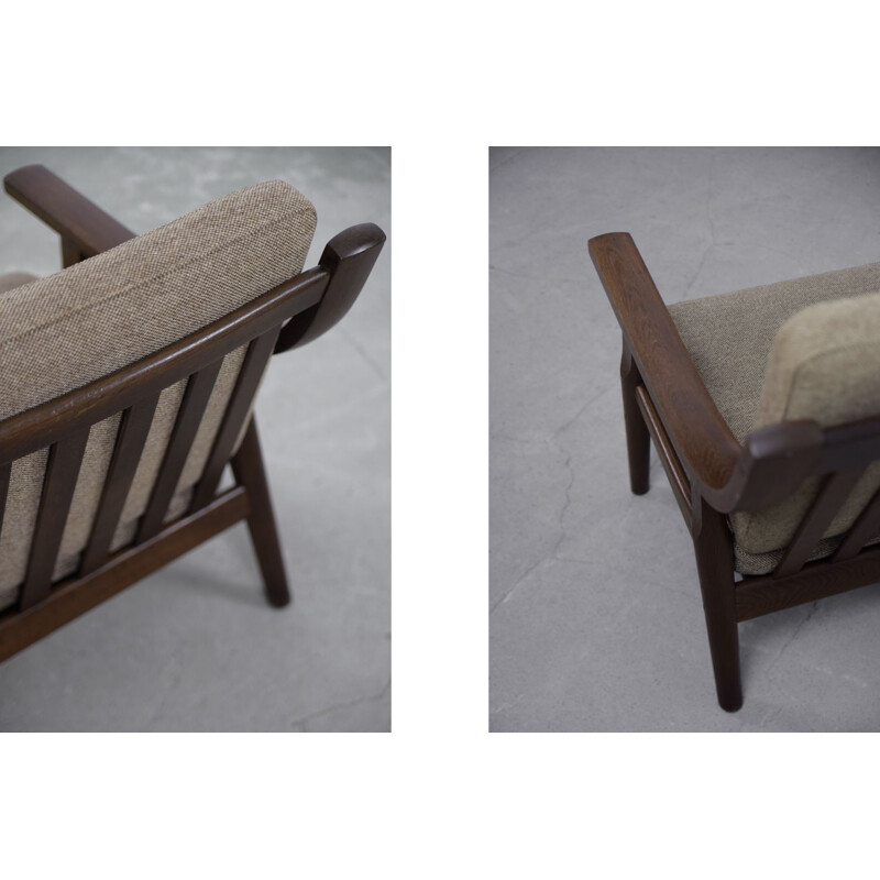 Paar vintage 3-zitsbanken en fauteuils van Hans J. Wegner voor Getama Scandinavisch 1960