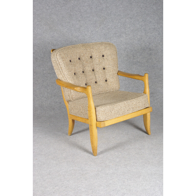 Votre Maison armchair in oak and wool, GUILLERME et CHAMBRON - 1960s