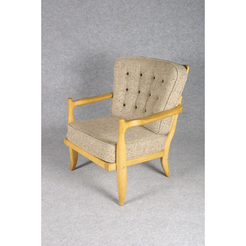 Votre Maison armchair in oak and wool, GUILLERME et CHAMBRON - 1960s