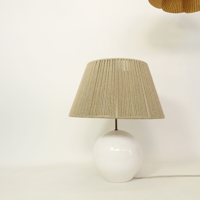 Large vintage ceramic and rope lamp 1960s