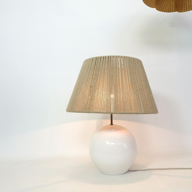 Large vintage ceramic and rope lamp 1960s